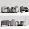 Modern Single Sofa Casual Sofa Lazy Sofa Sofa Chair Backrest Sofa Blanket Pillow 3d model