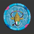 Baby Shark Themed Inflatable Baby Pool With Colorful Hoop And Shark Toy Holding Ball
