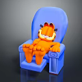 Garfield The Lazy Cat Sitting Relaxed On Blue Armchair With Orange Fur