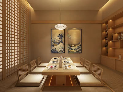 Japanese-style private room cuisine restaurant tatami private room 3d model