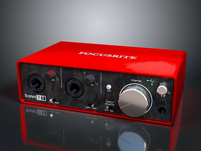 Focusrite Scarlett Solo Red USB Audio Interface for Recording and Streaming 3d model