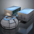 Geometric Objects With Rectangular Blocks Circular Textured Base And Digital