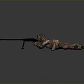 Game and Movie Character Lying Prone With Sniper Rifle Tripod In Camouflage Uniform