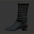 Minimalist Leather Mid Calf Boots With Wrinkled Design And Low Heel
