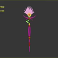 Ornate Tribal Ceremonial Weapon With Green Feather Decoration Ivory Staff And Golden Accents