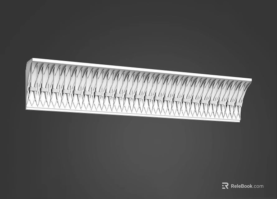 White Decorative Cornice With Intricate Carved Patterns For Interior Wall Ceiling Design 3d model 