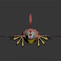 3D Game Film Character Pink Chicken With Yellow Beak Feet White Neck And Red Comb