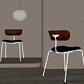 Modern Dining Chairs With Wooden Back And Metal Legs In Minimalist Interior Design
