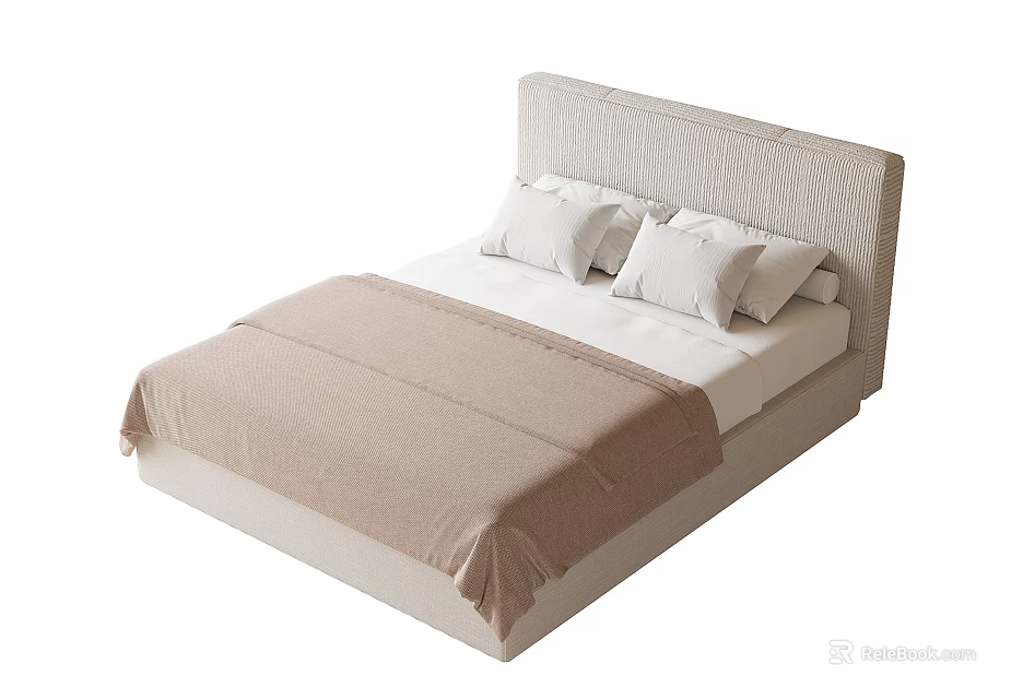 Simple Modern Children's Bed With Soft Headboard Comfortable Pillows And Cozy Bed Sheets 3d model