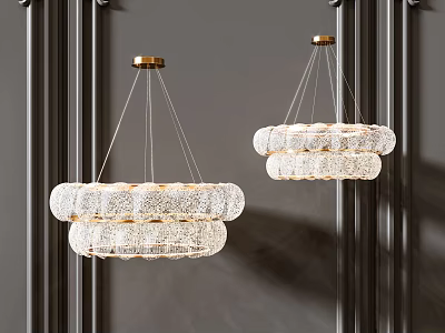 Elegant Modern Crystal Chandeliers With Gold Base And Layered Circular Design 3d model
