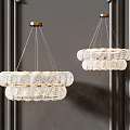 Elegant Modern Crystal Chandeliers With Gold Base And Layered Circular Design 3d model
