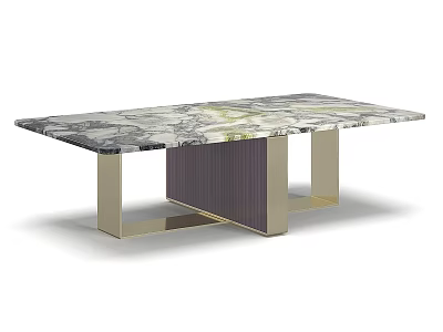 Modern Coffee Table With Gray White Marble Top And Geometric Metal Frame 3d model
