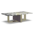 Modern Coffee Table With Gray White Marble Top And Geometric Metal Frame