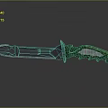 Ergonomic Modern Tactical Weapon With Green Handle And Sharp Metal Blade