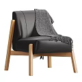Gray Accent Chair With Wooden Legs Soft Upholstery Cozy Throw Blanket And Color Options