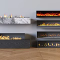 Modern Fireplace Designs Featuring Various Flame Effects And Stylish Materials 3d model