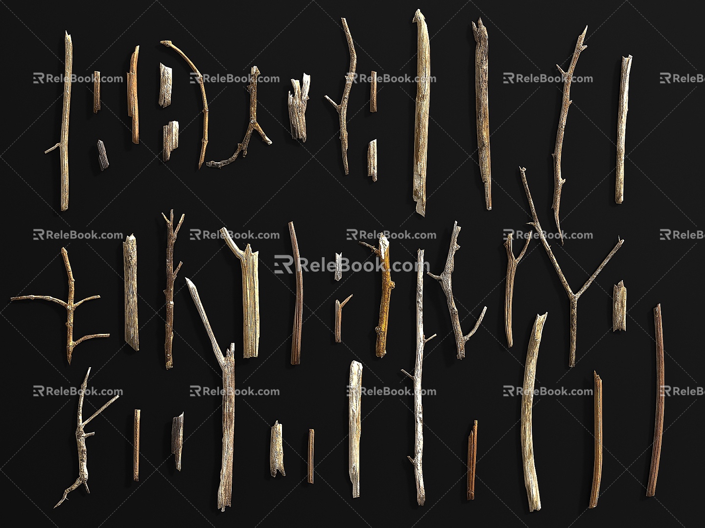 Modern branch wood trunk wood wood firewood sticks 3d model