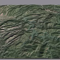 Detailed 3D Topographic Model With Mountain Terrain River And Green Vegetation