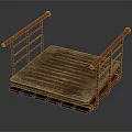 Elegant Wooden Platform Furniture With Red Decorative Railings And Solid Wood Material