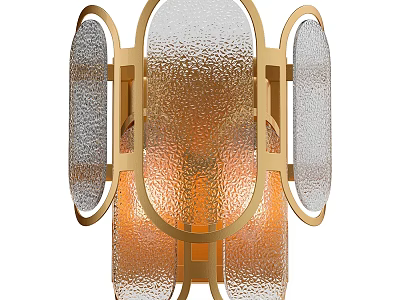 Modern Wall Lamp With Gold Metal Frame And Textured Glass Shade 3d model