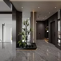 Modern Luxury Entryway Side Cabinet For Home Foyer With Decorative Plants And Marble Accents