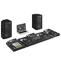 Professional Headphones And Speakers With DJ Mixing Gear Laptop Audio Setup