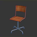 Stylish Orange Wooden Chair With Chrome Metal Frame And Cross Base