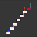 Game Character On Pink Platform Level With Blue Ladders Boxes And Barrels