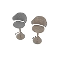 Modern Upholstered Bar Stools With Metal Base Adjustable Height And Gray Beige Seats