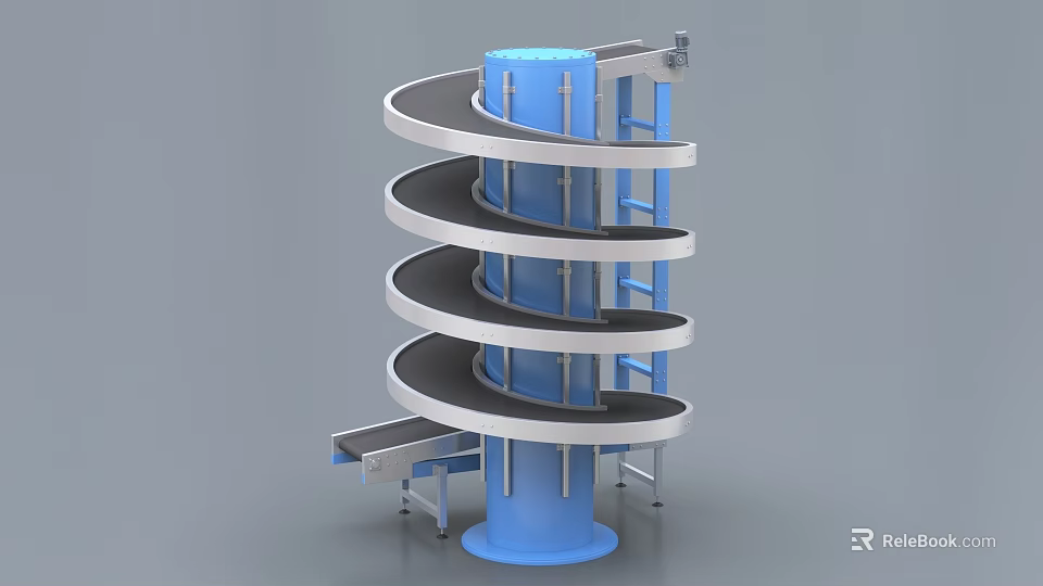 Industrial Spiral Conveyor Equipment With Multi Layer Structure And Conveyor Belt 3d model 