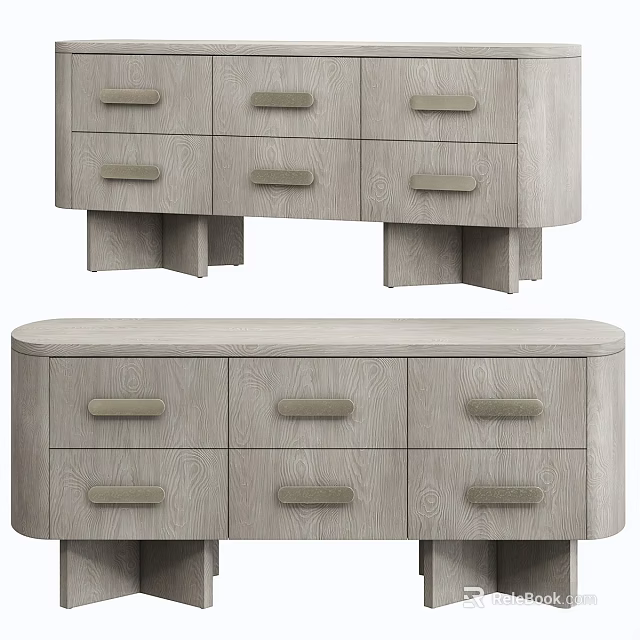 Modern Wooden Dresser With Multiple Drawers Sleek Handles And Minimalist Design 3d model 