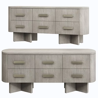 Modern Wooden Dresser With Multiple Drawers Sleek Handles And Minimalist Design 3d model