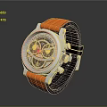 Modern Luxury Mechanical Watch With Orange Leather Strap And Silver Transparent Dial