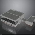 Modern Industrial Building With Flat Roof And Large Glass Windows Attached Structure