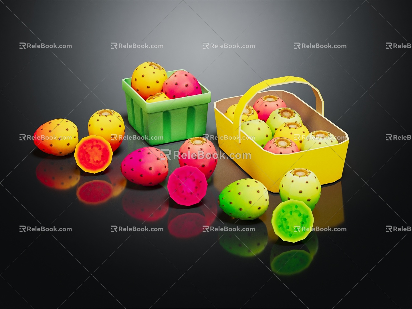 Modern fruit cartoon fruit dragon fruit 3d model