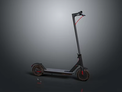 Sleek Modern Electric Scooter Design With Black Body And Red Accent Wheels 3d model