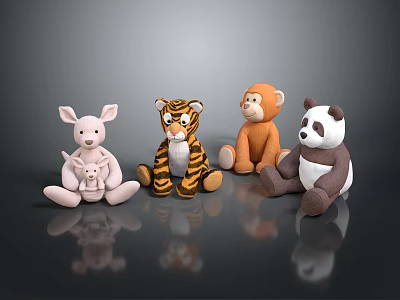 Modern Toy Muppet Toy Muppet Tiger Muppet Panda Muppet Monkey Muppet Kangaroo 3d model