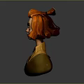 3D Game Movie Character With Red Curly Hair And Yellow Blouse Design