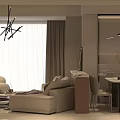 Modern Living Dining Room Interior With Sofa Coffee Table And Dining Table Chairs