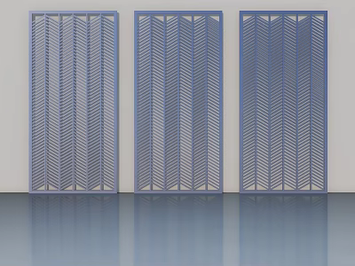 Modern Interior Hinged Doors With Herringbone Perforated Panels And Blue Finish 3d model