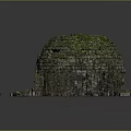 Cartoon Scene Of Moss Covered Broken Stone Built Dome With Scattered Stones