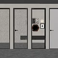Modern Interior Hinged Doors With Black Frames And Textured Glass Designs 3d model