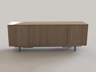 Modern Wooden TV Stand With Brown Finish Cabinet Doors And Metal Legs 3d model