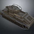 Detailed Vintage Military Tank Vehicle With Tracks Turret And Armor Structure