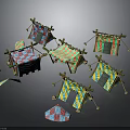 Colorful Small Children's Tent Furniture with Various Vibrant Patterns and Decorative Designs