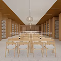 modern library reading room 3d model