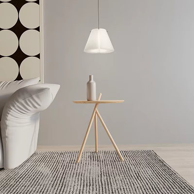 Modern Living Room Interior With Wooden Side Table White Sofa And Pendant Lamp 3d model