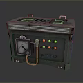 Vintage Computer Control Panel In Industrial Metal Case With Gauge And Indicator Lights