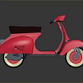 Vintage Red Scooter With Black Seat And White Rims On Reflective Surface Design