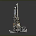 Industrial Yellow Drilling Machine With Tall Drill Tower And Gravel Covered Base